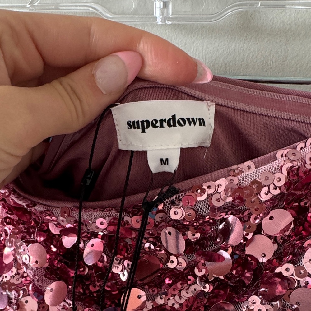 superdown sequin revolve Pink Strapless Mini Dress - image 3